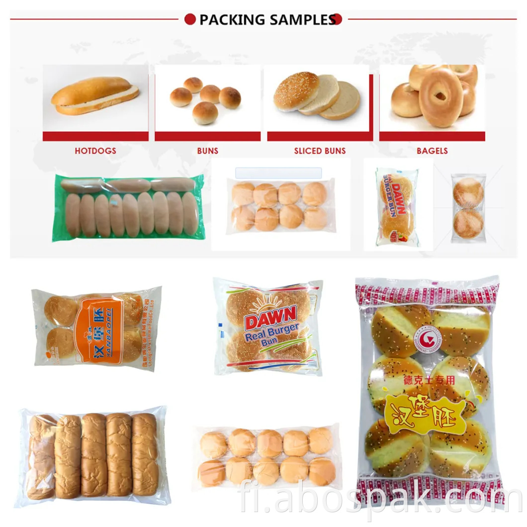 Bostar automaattinen hampurilaissämpylät/sämpylät/hotdog/leipä vaakapakkauspakkauskone ja viipalointilaite